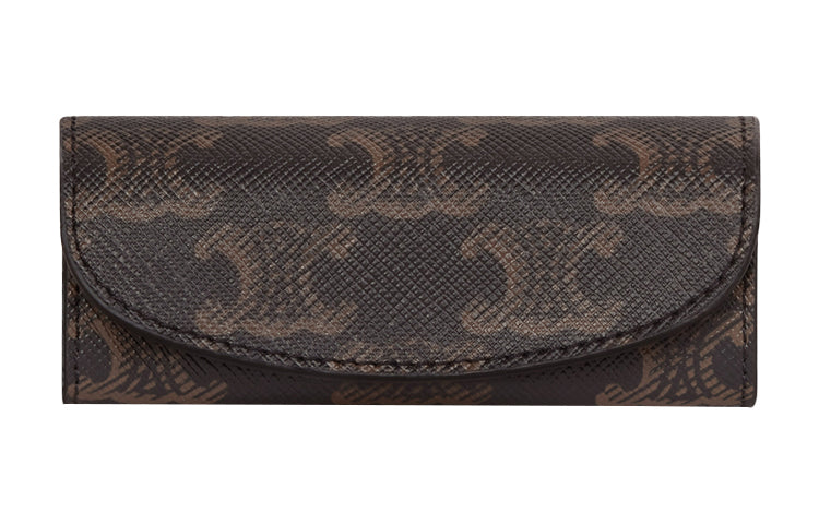 CELINE Triumph Gate Triomphe Canvas Ring Pouch Clutch Unisex Tawny