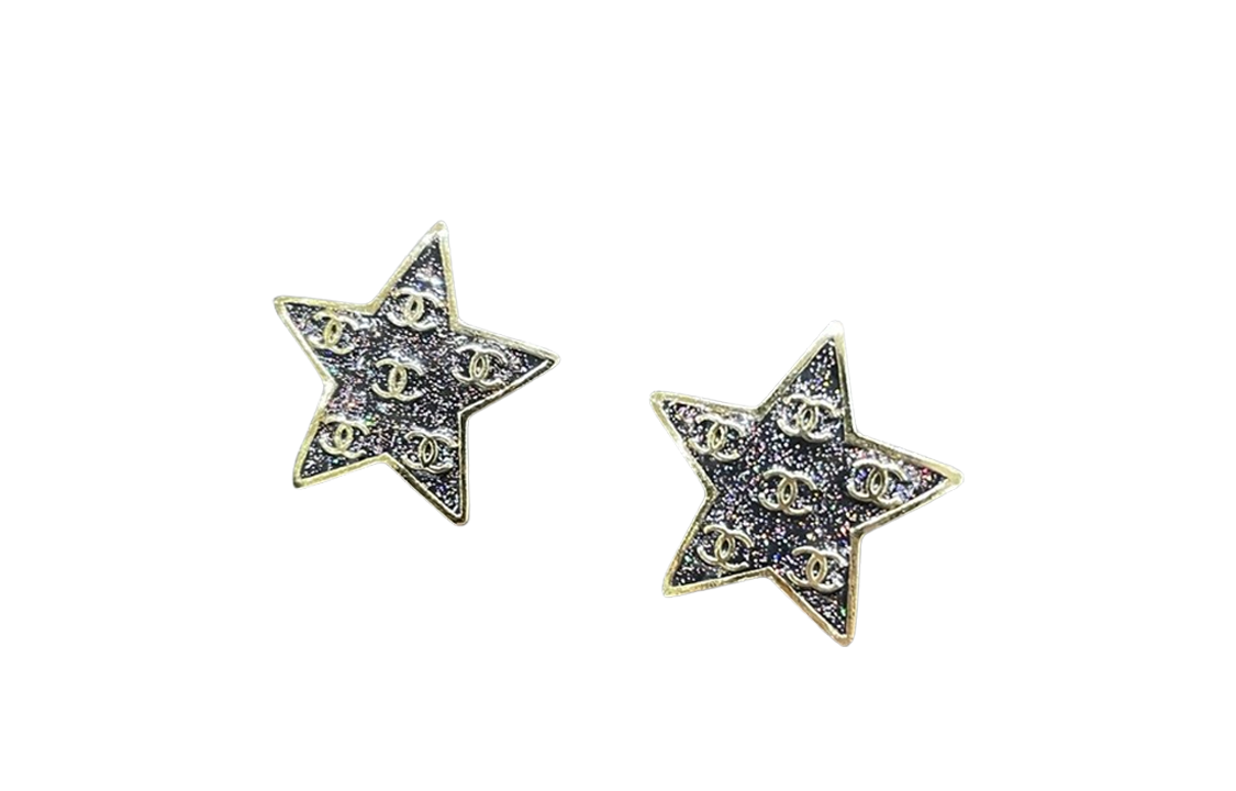 CHANEL Metal Stud Earrings Women's Gold/Black