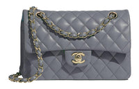 CHANEL Classic Flap CF Sheepskin Shoulder Bag Crossbody Bag Small Size Women's Dark Gray/Concrete Gray/Silver Gray