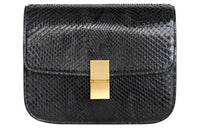 CELINE Classic Bo Snake Skin Tofu Bag Shoulder Bag Crossbody Bag Medium Size Women's Gray/Blue