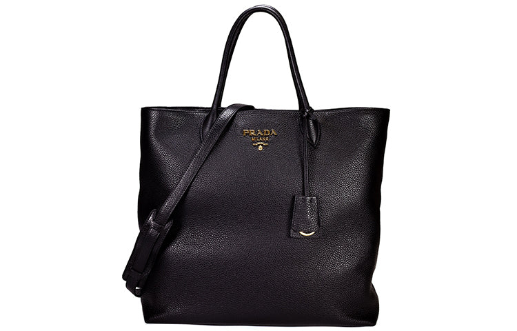 PRADA Leather Shopping Bag, Shoulder Bag, Crossbody Bag, Handbag Regular Women's Black