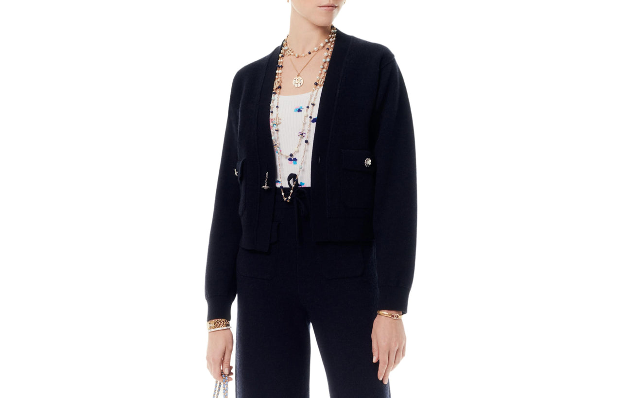 CHANEL 24 Spring Summer New Arrivals Cashmere Sweater Women's Black