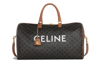 CELINE Polyurethane Travel Bag, Shoulder Bag, Crossbody Bag, Handbag Unisex Tawny