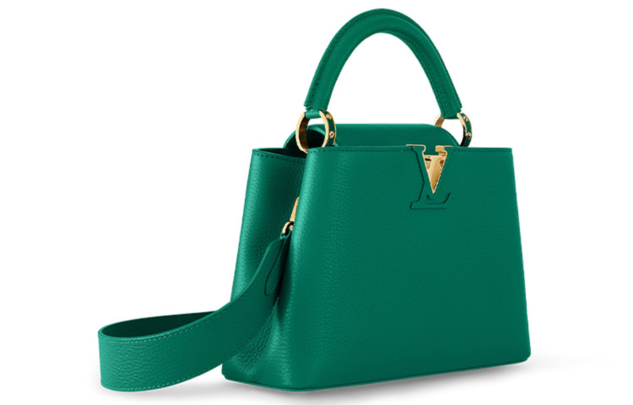 LOUIS VUITTON Capucines Cow Leather One Shoulder Handbag Small Size Women's Emerald Green