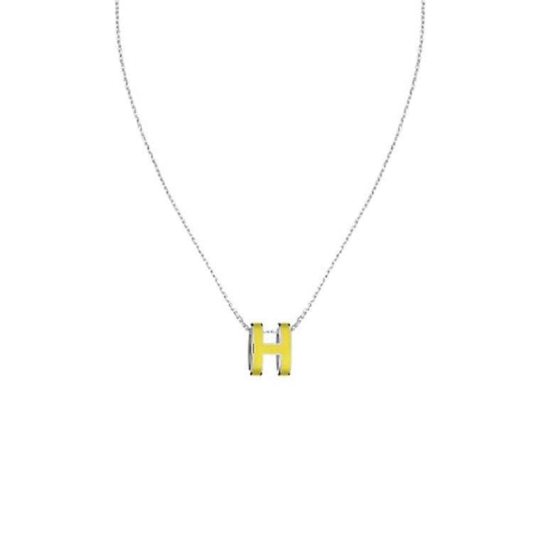 HERMES Metal, Palladium Plated Necklaces Women's Yellow