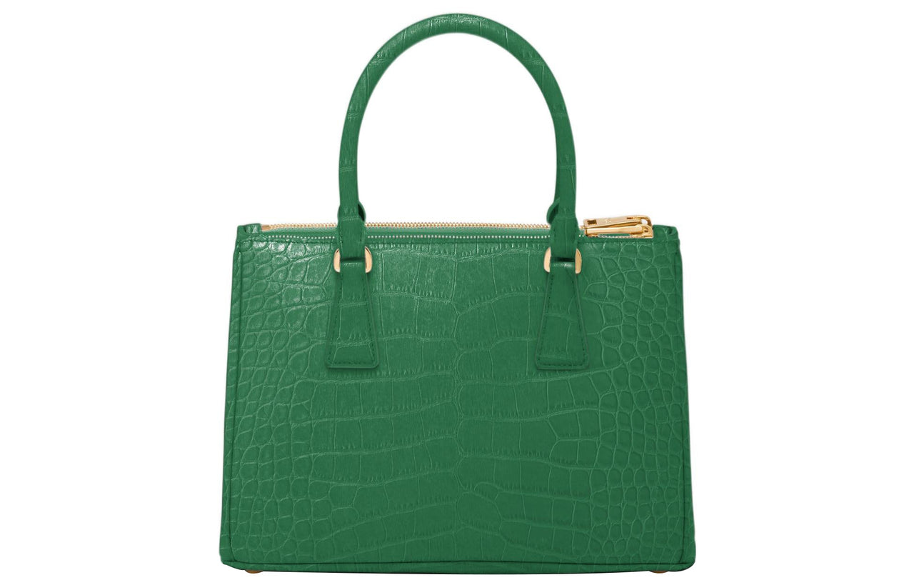 PRADA Galleria Killer Bag Crocodile Leather Shoulder Bag Crossbody Bag Handbag Medium Size Women's Mango Green