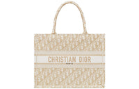 DIOR BookTote Handmade Embroidered Monogram All Over Print Tote Bag Shopping Bag Handbag Medium Size Women's Gold