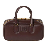 MIU MIU Arcadie Series Calfskin Bowling Bag, Shoulder Bag, Crossbody Bag, Handbag Tubas Women's Brown