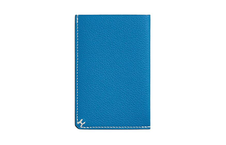 HERMES Evercolor Calfskin Wallets Card Holders Unisex B3 Bleu Zanzibar Tanzanian Blue