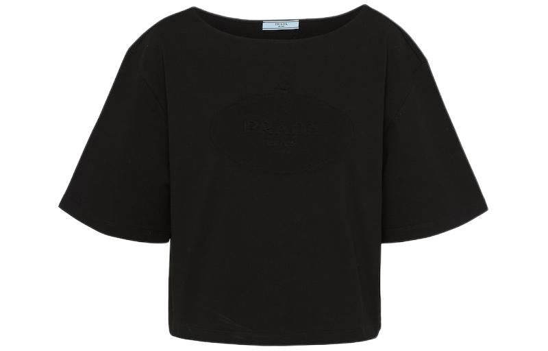 PRADA SS24 Drop Shoulder Sleeve T Shirt Women's Black
