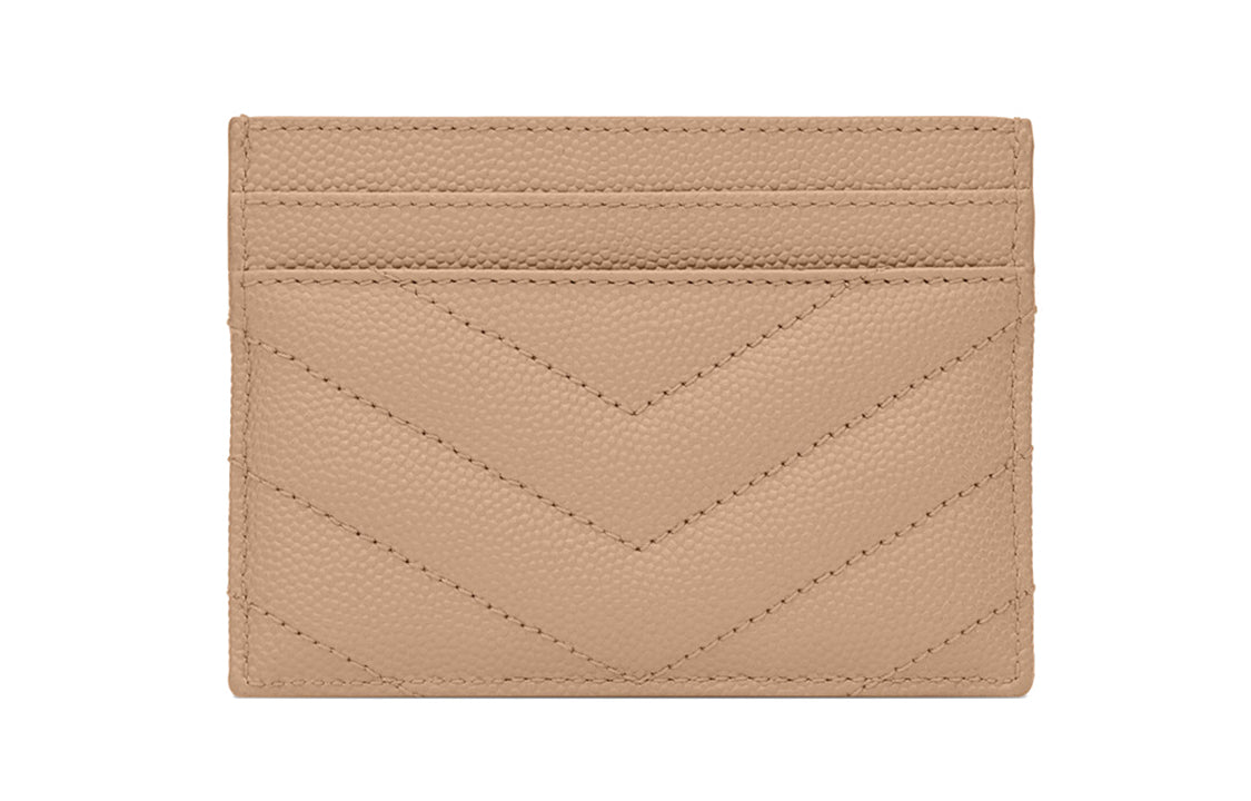 SAINT LAURENT Monogram Quilting Cow Leather Card Holder Card Holder Women's Dark Beige