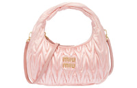 MIU MIU Matelassé Satin Leather Portable Crossbody Bag Shoulder Bag Women's Orchid Pink