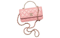 CHANEL Lambskin Cell Phone Pouch Flap Bag Shoulder Bag Crossbody Bag Women's Pink