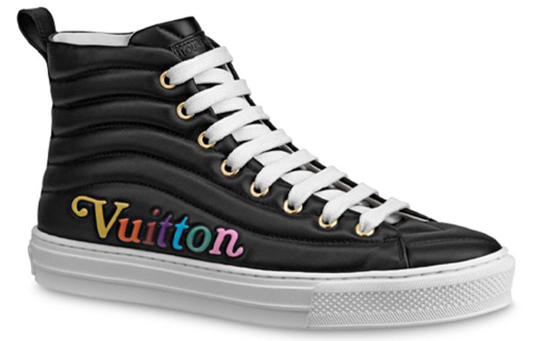 LOUIS VUITTON Lv Stellar Calfskin High Top Sports Shoes Black Women's