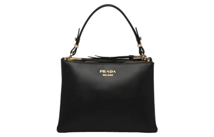 PRADA Leather Portable Crossbody Bag Shoulder Bag Small Size Women's Black