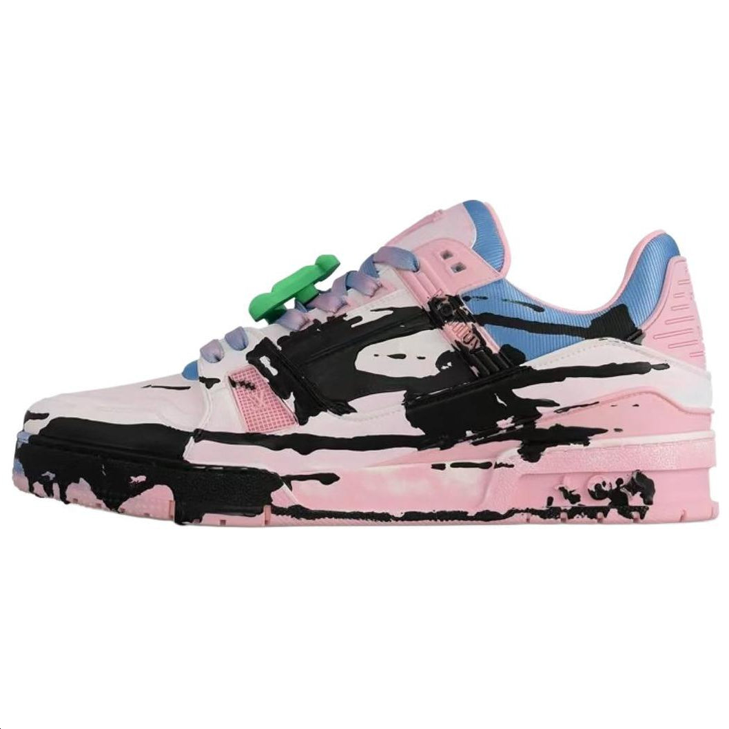 LOUIS VUITTON Trainer Low-Top Skateboard Shoes Unisex Pink Blue