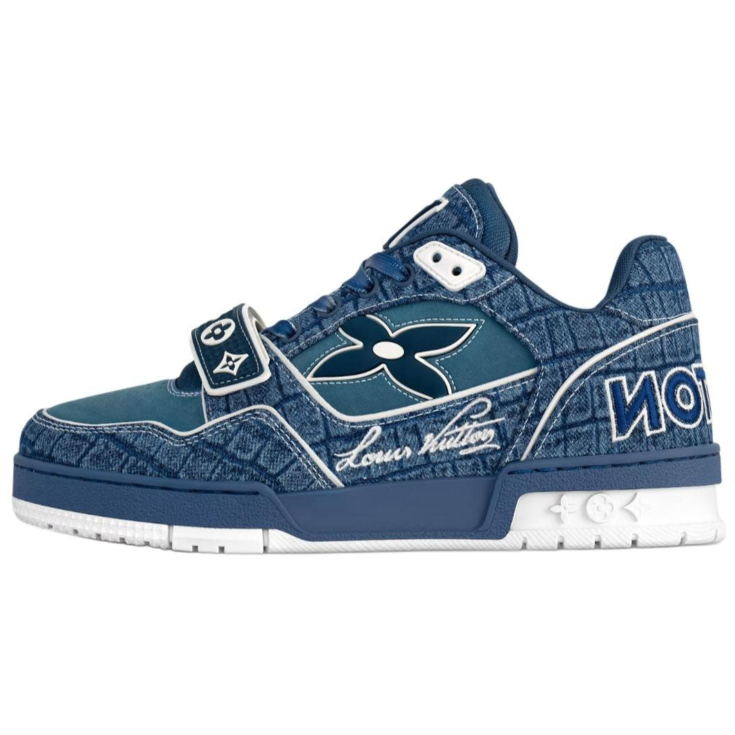 LOUIS VUITTON Trainer Low-Top Skateboard Shoes Men's Sea Blue
