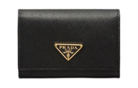 PRADA Leather Card Holder Women's Black