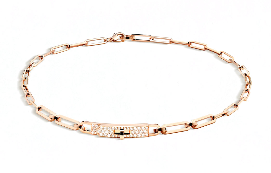 HERMES Karat Gold Necklaces Women's Rose Gold