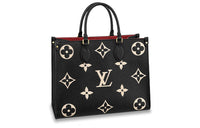 LOUIS VUITTON ONTHEGO Cow Leather Jungle Bag Tote Bag Shopping Bag Shoulder Bag Handbag Medium Size Women's Black
