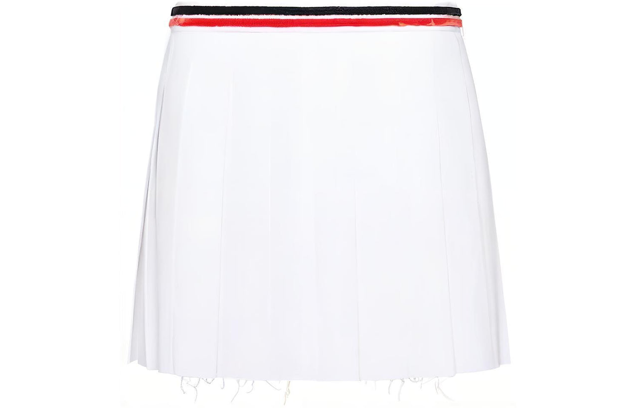 MIU MIU Logo Intarsia Pleated Mini Skirt
