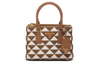 PRADA Galleria Killer Bag Fabric With Leather Shoulder Bag Crossbody Bag Handbag Women's Tobacco/Pink Mist White