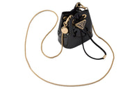 PRADA Patent Leather Bonded Leather One Shoulder Crossbody Clutches Mini Women's Black