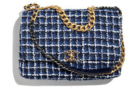 CHANEL 23P SS Cotton Tweed Shoulder Bag, Crossbody Bag Regular Women's Marine Blue/White
