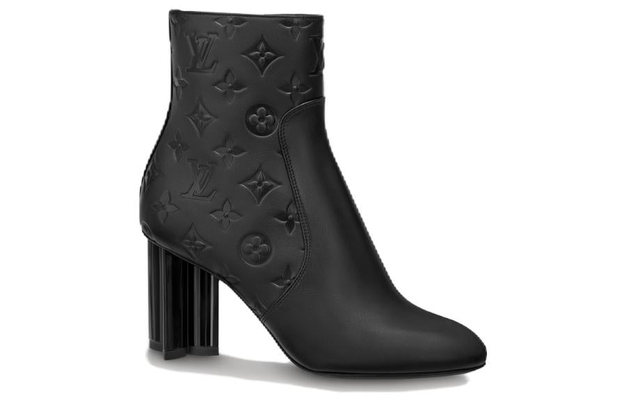 LOUIS VUITTON Silhouette 8cm Heeled Boots 'Black Monogram' Women's