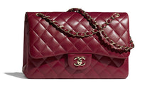 CHANEL Classic Flap CF Sheepskin Shoulder Bag Crossbody Bag Large Size Women's Burgundy