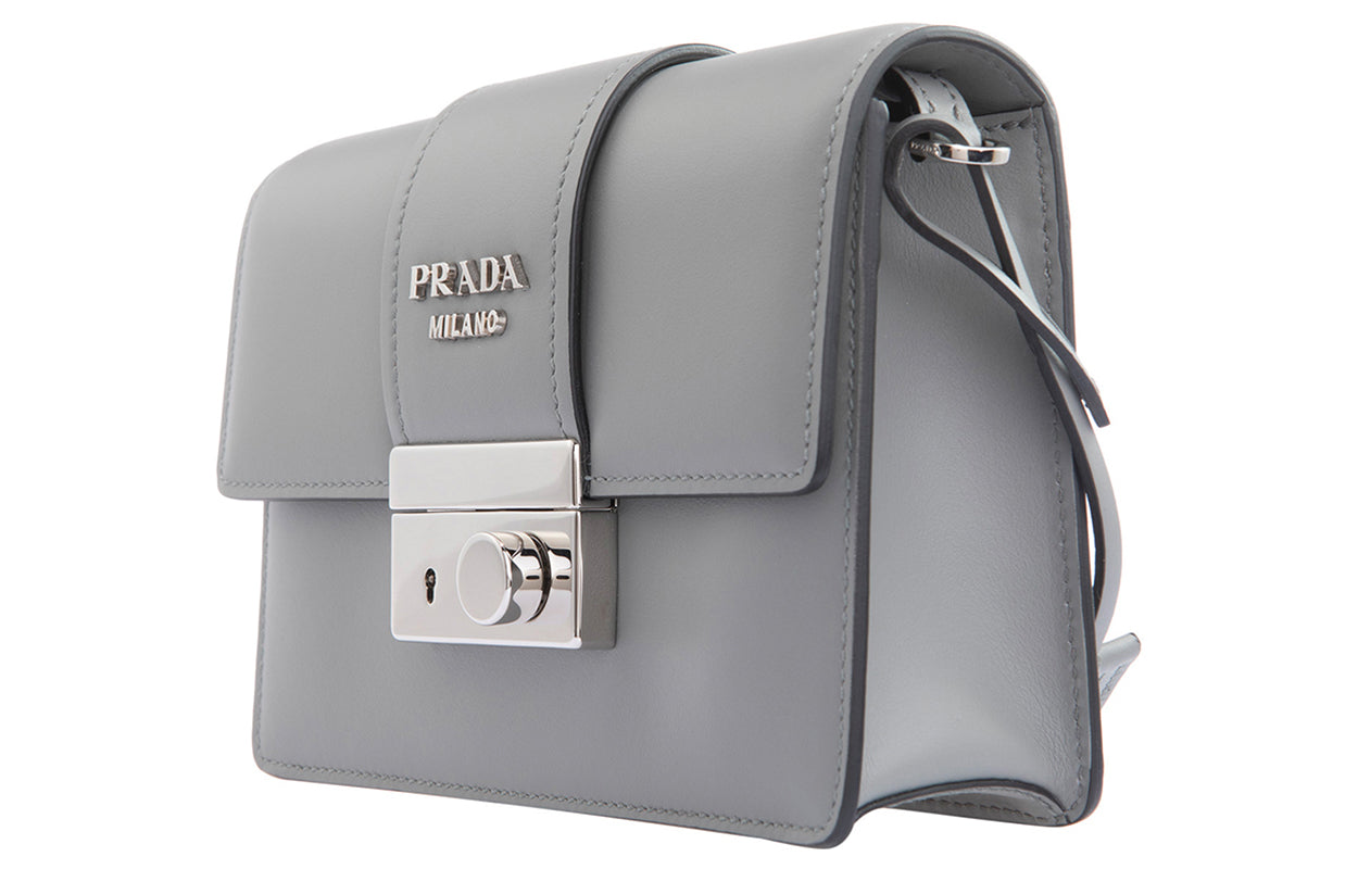 PRADA Leather Shoulder Bags Women's Gray