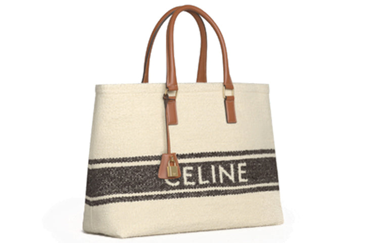CELINE Cabas Cow Leather Handbag Shoulder Bag Tote Regular Women's Candy Color Beige