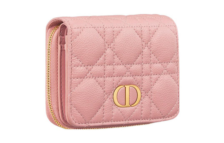 DIOR Caro Calfskin Wallet Women's Light Pink
