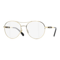 CHANEL Metal Aviator Eyeglass Frames Unisex Gold