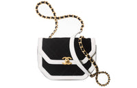 CHANEL 21K Winter Velour Mouth Cover Bag Crossbody Bag Mini Women's Black/White