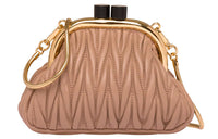 MIU MIU BELLE Soft Sheepskin Leather Handbag Shoulder Bags Women's Cameo Brown Beige