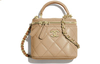 CHANEL Lambskin Multicolor Box Bag, Handbag, Shoulder Bag, Crossbody Bag Mini Women's Nude Milk Tea & Brown