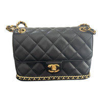 CHANEL Cow Leather Flap Bag Tofu Bag Crossbody Bag Shoulder Bag Mini Women's Black