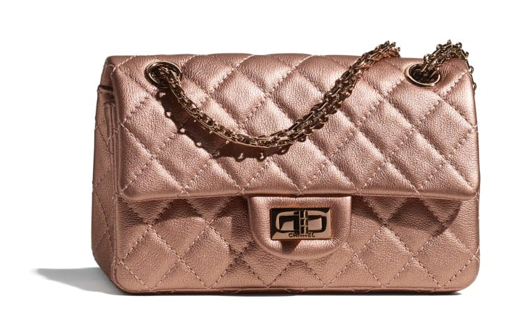 CHANEL 2.55 Calfskin Shoulder Bag Crossbody Bag Mini Women's Red Copper