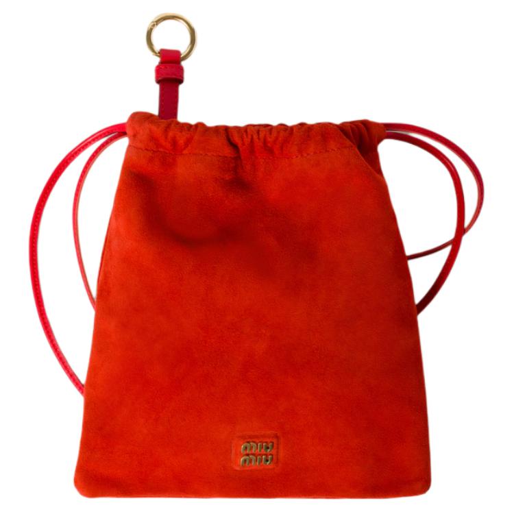 MIU MIU Suede Clutch Women's Glossy Red