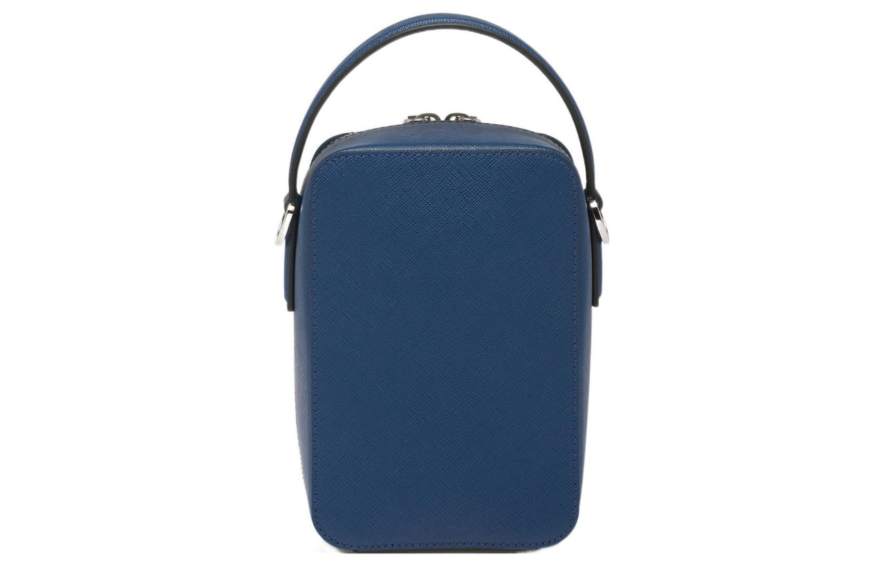 PRADA Brique Leather Shoulder Bag Crossbody Bag Handbag Men's Dark Blue