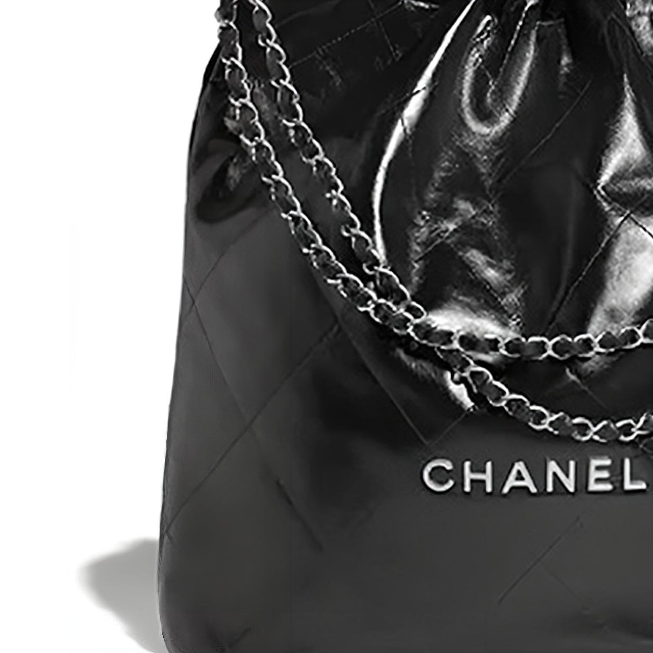 CHANEL 22Bag Cow Leather Tote Bag, Shopping Bag, Handbag, Shoulder Bag Unisex Black Silver Letter