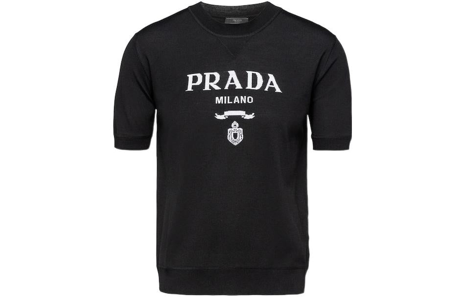 PRADA Superfine Wool Short Sleeve Crewneck Sweater