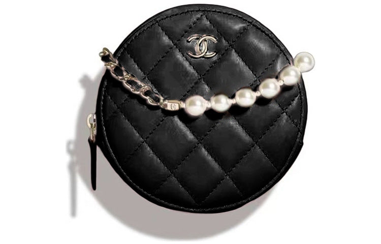 CHANEL Sheepskin One Shoulder Handbag Crossbody Bag Women's Black