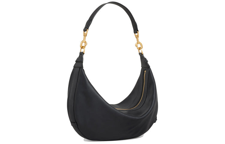 CELINE Imitation Deerskin Soft Calfskin One Shoulder Handbag Medium Size Women's Black