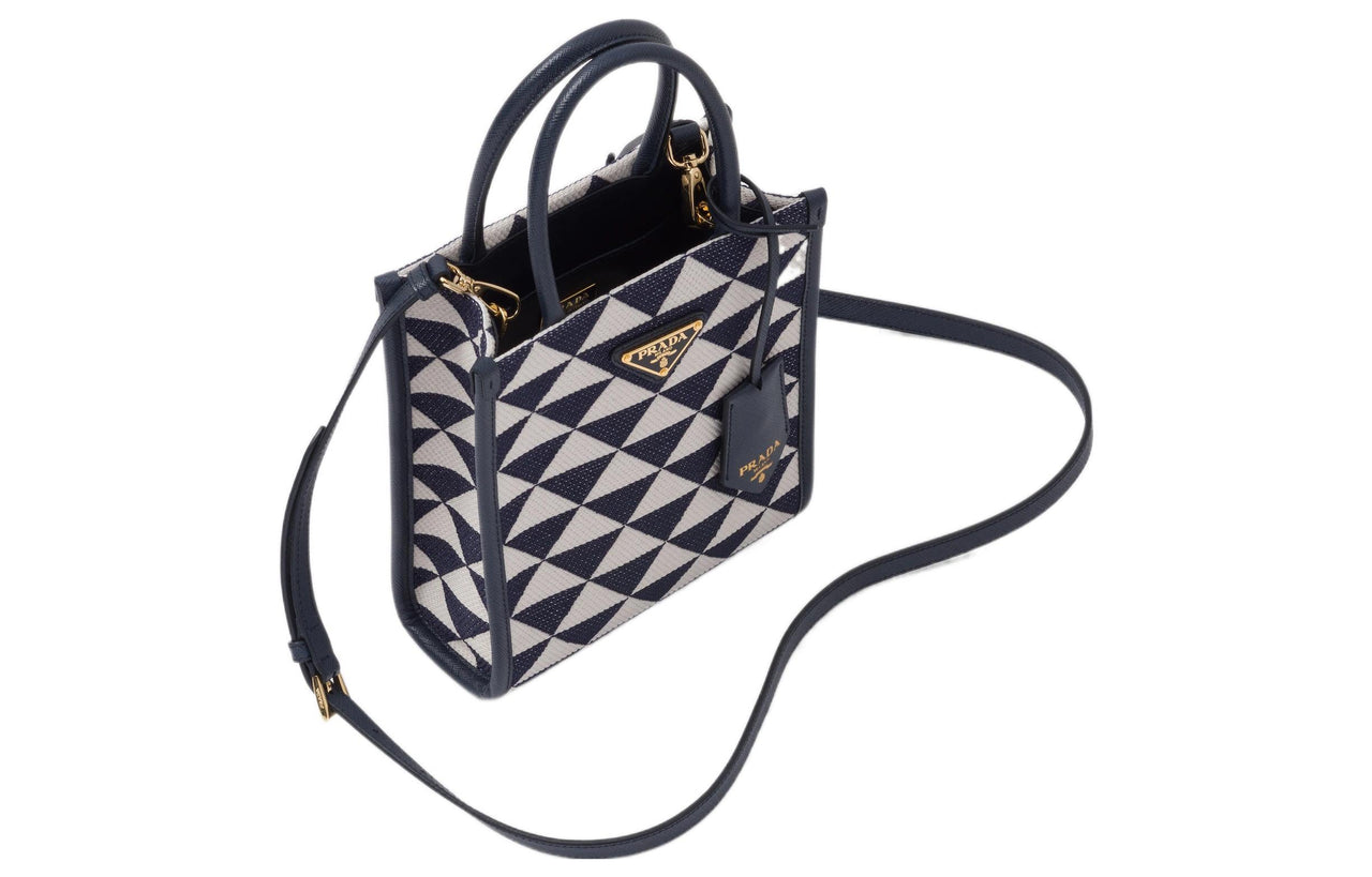 PRADA Fabric One Shoulder Handbag Crossbody Bag Regular Women's Baltic Sea Blue/Pink Mist White