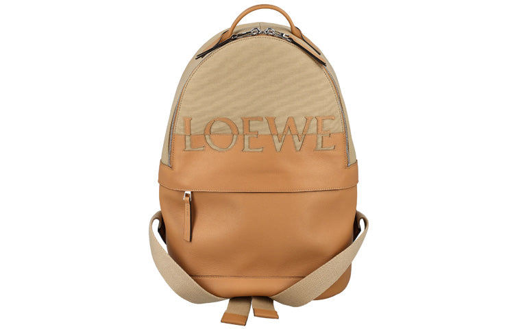 LOEWE Cow Leather With Cotton Backpack Unisex Brown