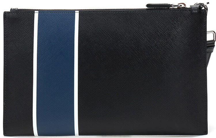 PRADA Saffiano Leather Clutch Men's Black