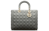 DIOR Sheepskin Lady Dior Bag, Shoulder Bag, Crossbody Bag, Handbag Large Size Women's Gray