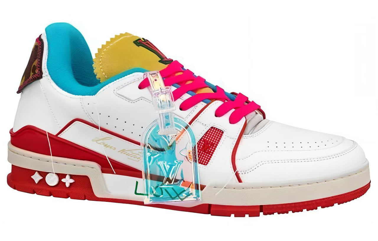 LOUIS VUITTON Trainer Upcycling Low Top Stylish Skateboarding Shoes Men's White Red Tokyo Limited Edition